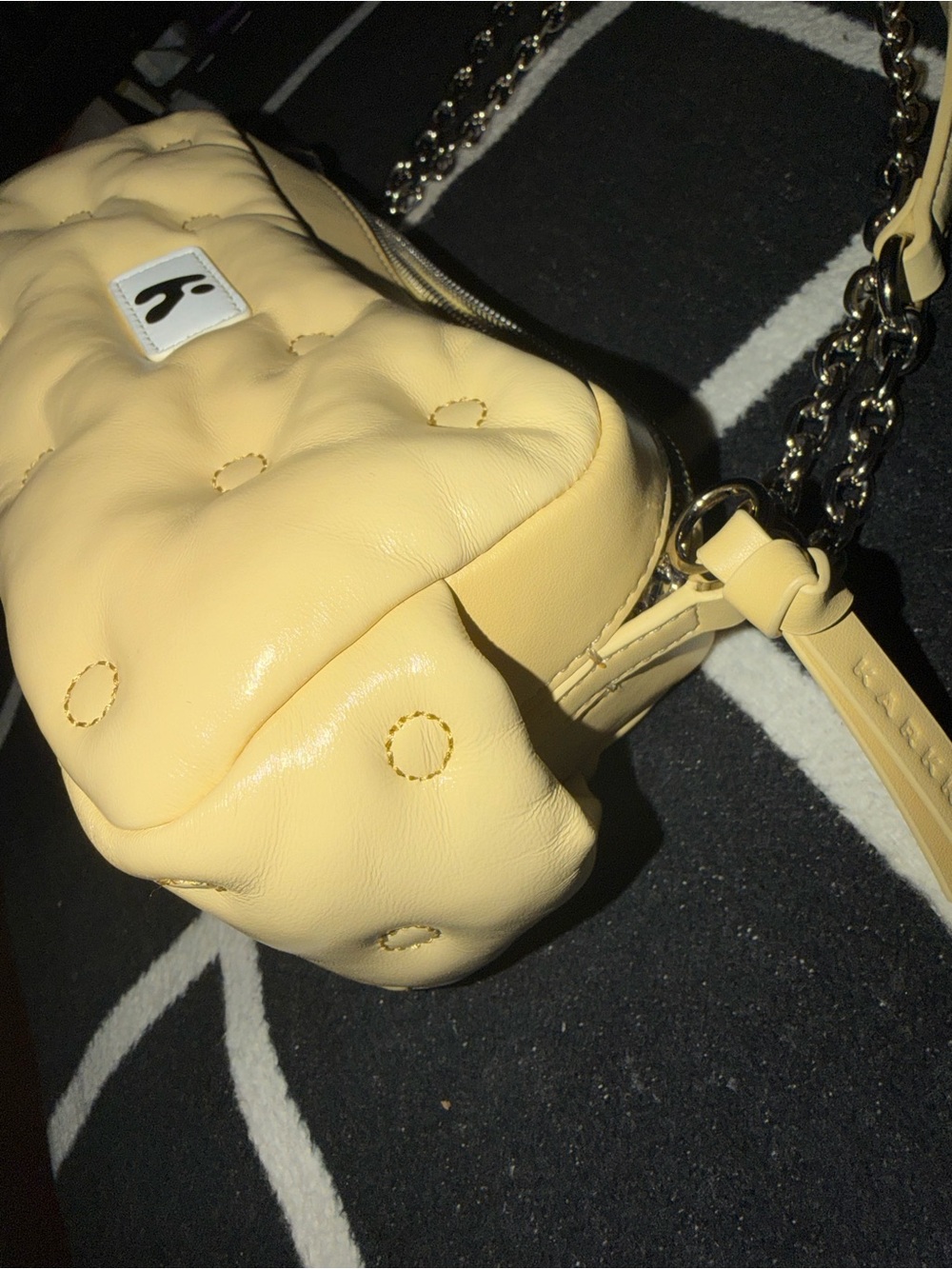 Karak Yellow Quilted Chain-Handle Shoulder Bag Silver Chain - Picture 6 of 10